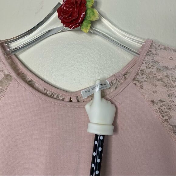 OBOE OBOE OBEO Lace Peplum Blouse/Top Large in BlushPink - Picture 5 of 7